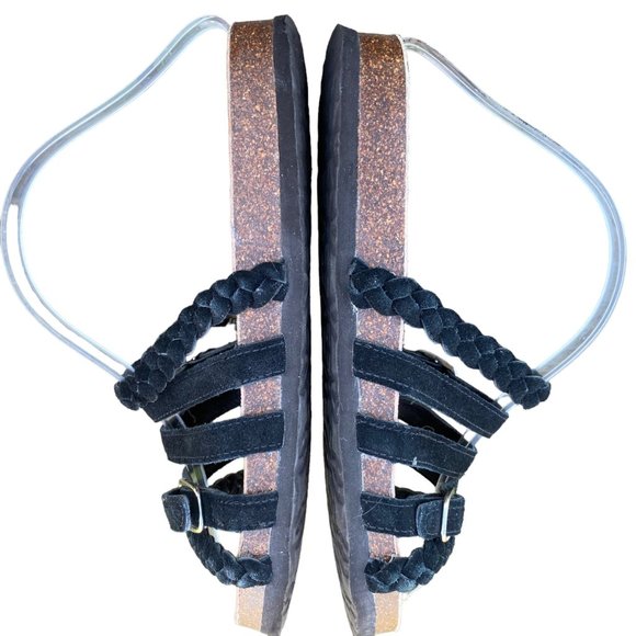 Muk Luks Terri Slide Sandals Black Suede Women 11 / 12 Strappy Flats  Slip On - Picture 13 of 14